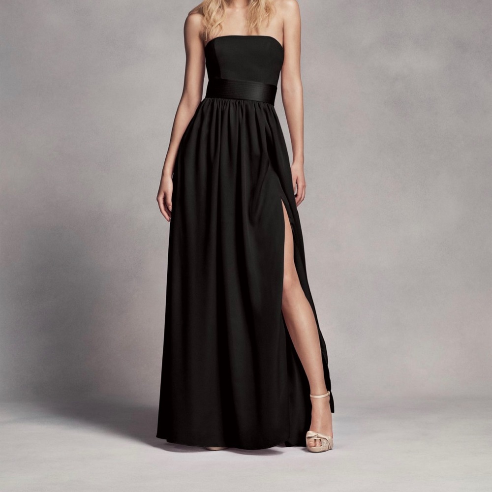 Black Strapless White By Vera Bridesmaid Dress